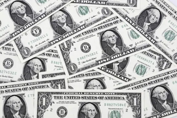 a group of one-dollar bills.