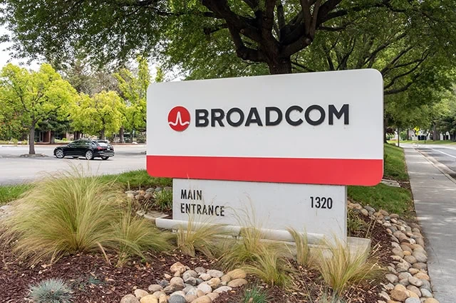 a building sign for broadcom.
