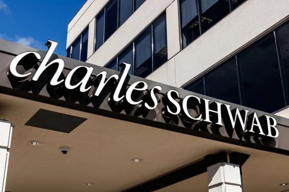 a charles schwab location in a commercial building.