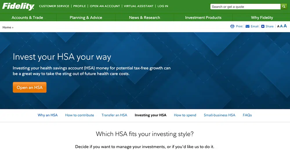 Fidelity HSA signup