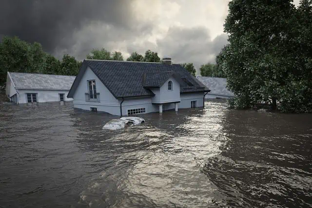 flooded home and car