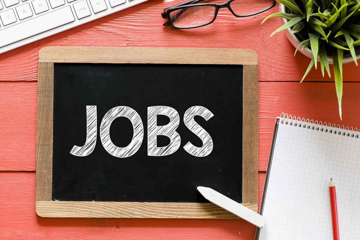 Jobs growth hits the brakes in July, prior months' numbers heavily reduced 2 the word jobs is written on a personal chalkboard sitting on a desk.