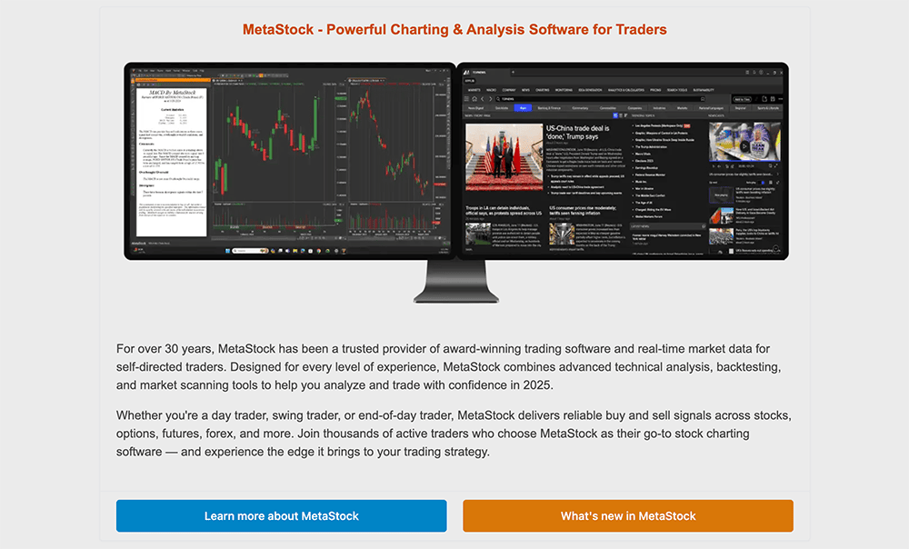 metastock signup page.