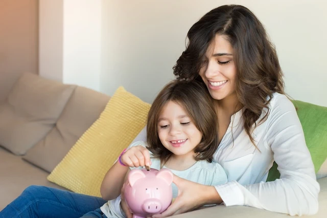 What Is the Best Investment for a Child's Future? Make a Plan Now 6 mother child daughter piggy bank savings