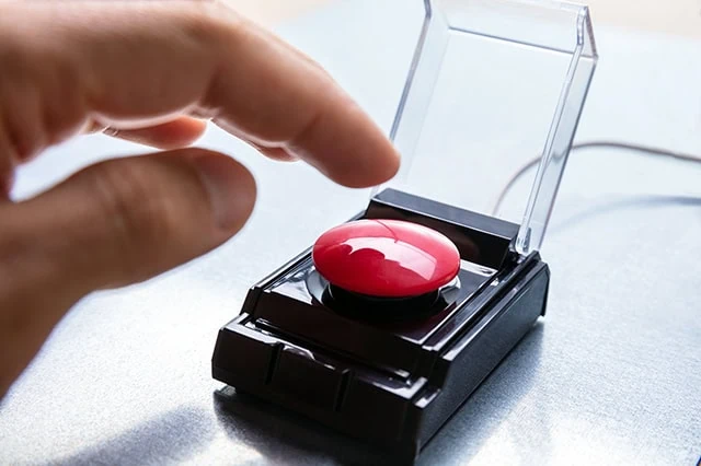 Do These 7 Bear Market Tips Hold Up to Scrutiny? 5 a finger goes to press a small panic button.