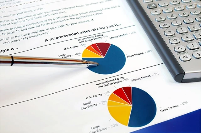 How Much Does Financial Advice Cost? 3 pie chart asset mix diversification balanced