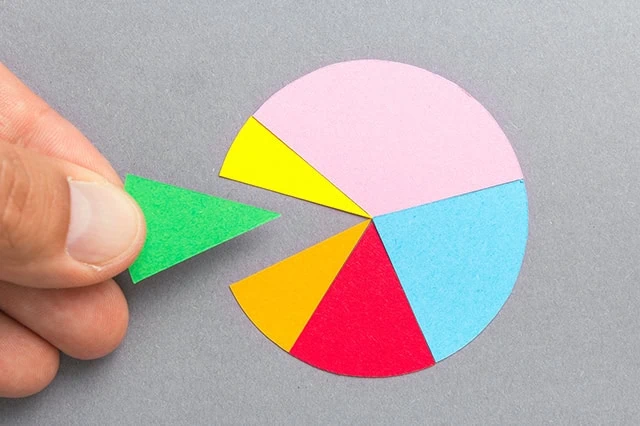 Do These 7 Bear Market Tips Hold Up to Scrutiny? 7 a hand taking a slice of a paper pie chart.