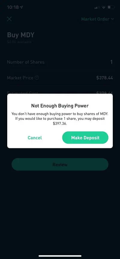 How to Invest in Index Funds on Robinhood: Buy w/Free Trades 11 robinhood index funds not enough buying power