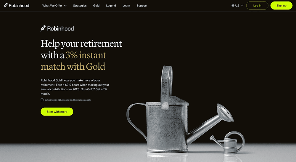 robinhood ira homepage.