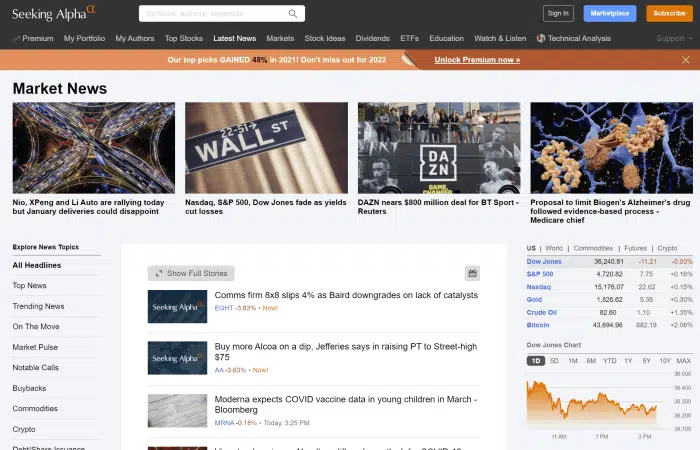 Seeking Alpha Review: Are the Premium & Pro Plans Worth It? 14 seeking alpha news dashboard