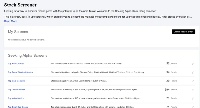 Seeking Alpha Review: Are the Premium & Pro Plans Worth It? 12 seeking alpha stock screener