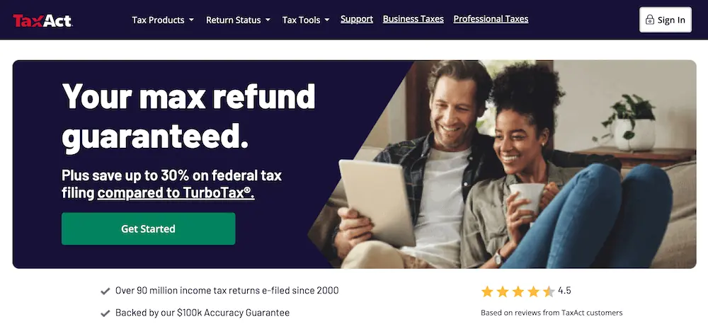 TaxAct signup new