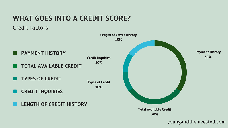 How to Get a Credit Card for the First Time: Starter Credit Cards 12 what goes into a credit score infographic